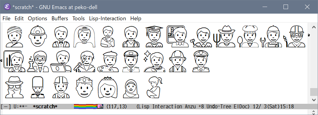 Emacs29.0.50 Twitter Color Emoji SVGinOT 表示