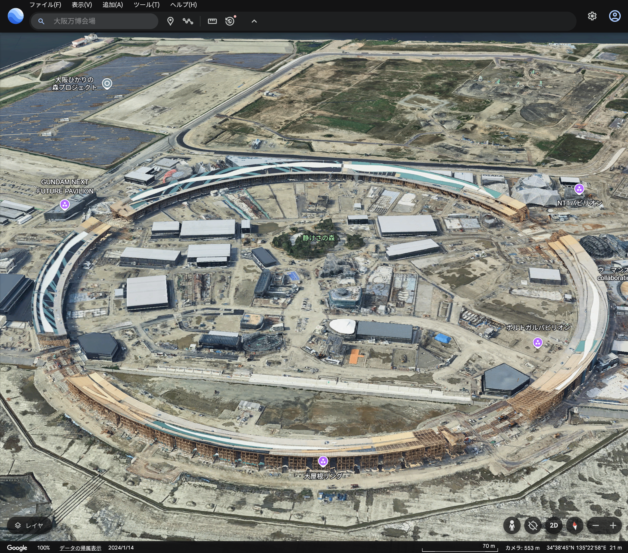 大阪・関西万博会場 GoogleEarth