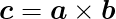 \begin{eqnarray*}
  \def\Vec#1{\mbox{\boldmath $#1$}}
  \mbox{\Large $ \displaystyle \Vec{c} = \Vec{a} \times \Vec{b} $ }
\end{eqnarray*}
